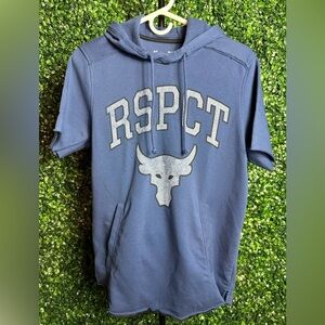 Under Armour Project Rock RSPCT Short Sleeve Navy Hoodie